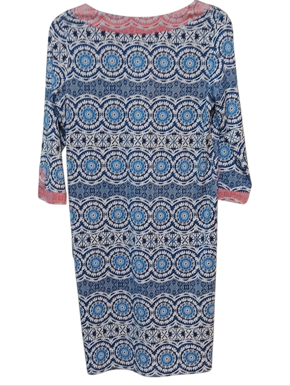 Caribbean Joe - NWOT, Color Block Shift Dress , 3/4 Sleeves W/Slits, V-Neck, - Picture 3 of 11